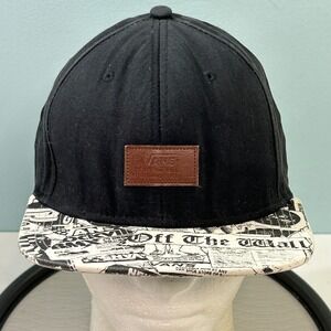 Vans Snapback Hat Adjustable Structured Flatbill Cap Newspaper Art Bill OSFM